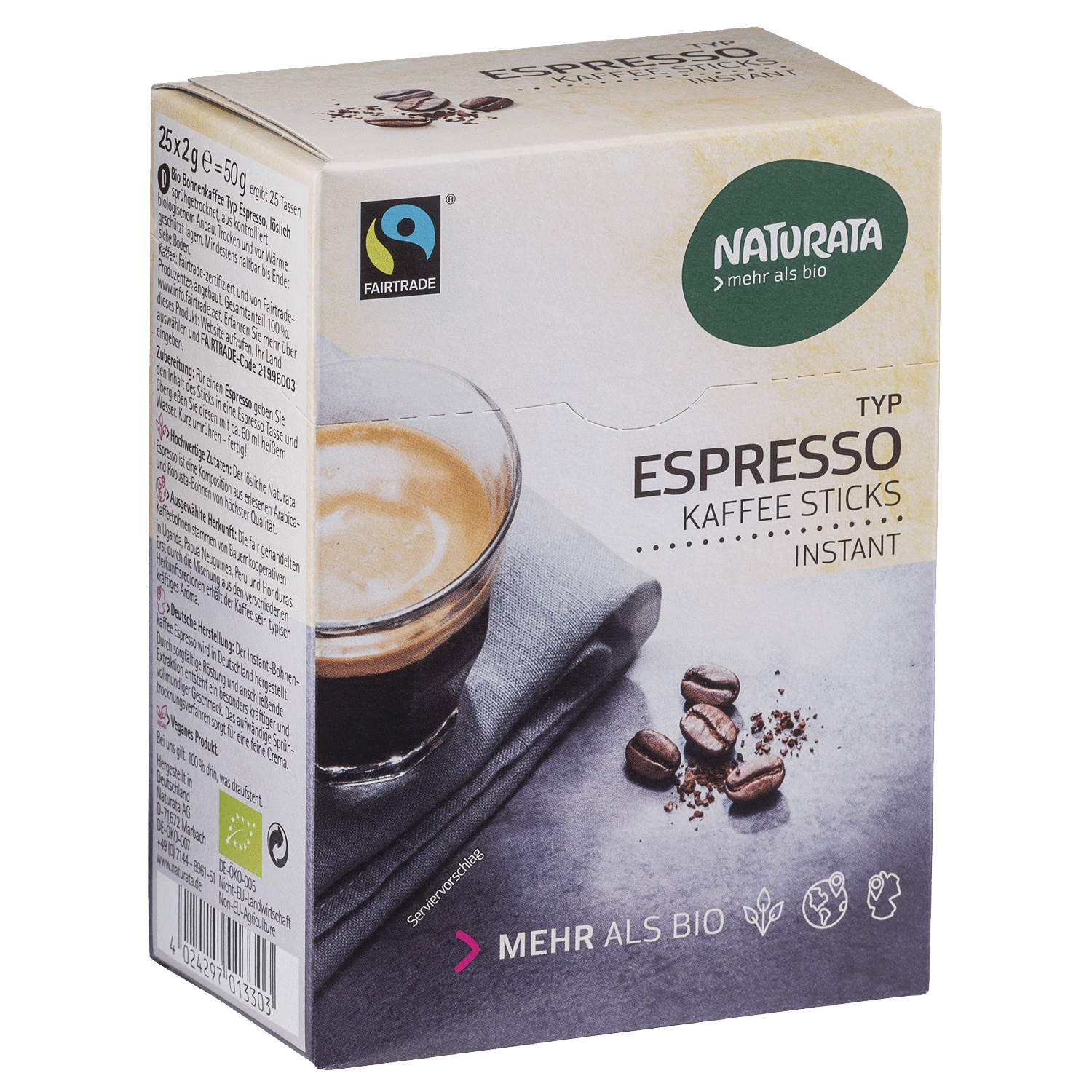Espresso Kaffee-Sticks Bohnenkaffee, instant, 25x2 g